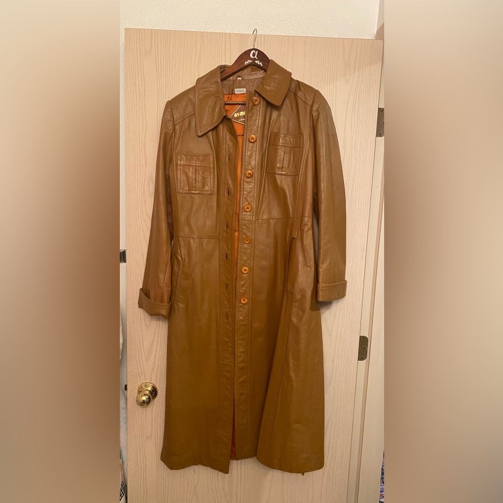 Women's Vintage Leather Trench Coat